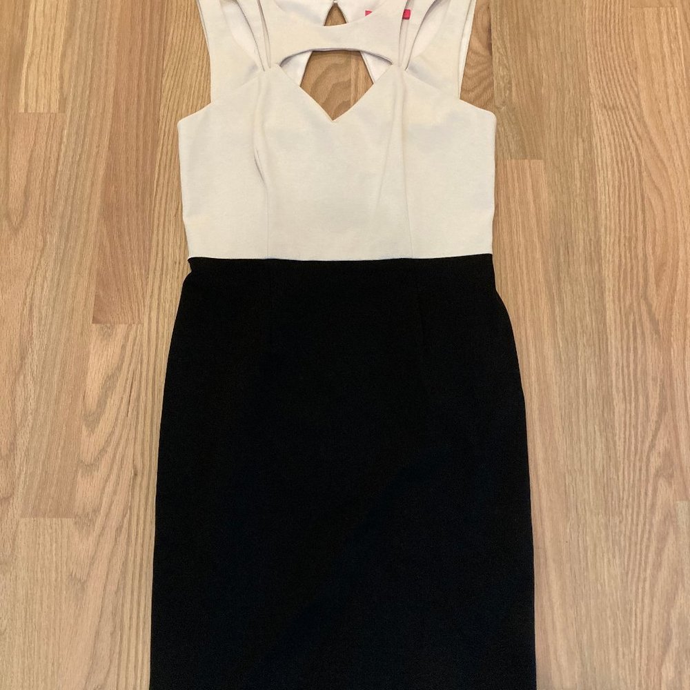 Black and white color block dress